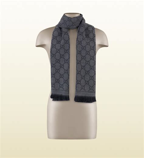 grey gucci scarf silk|gg jacquard pattern knitted scarf.